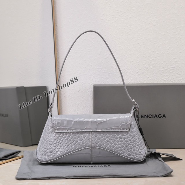 Balenciaga專櫃爆款鱷魚紋淺灰女包 巴黎世家小號XX系列腋下包 fyj2012